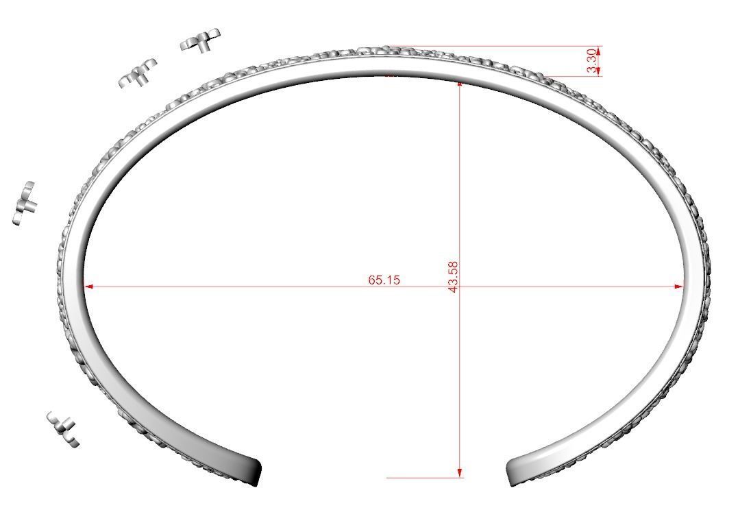 Hard bracelet with flowers 349 3D print model_11