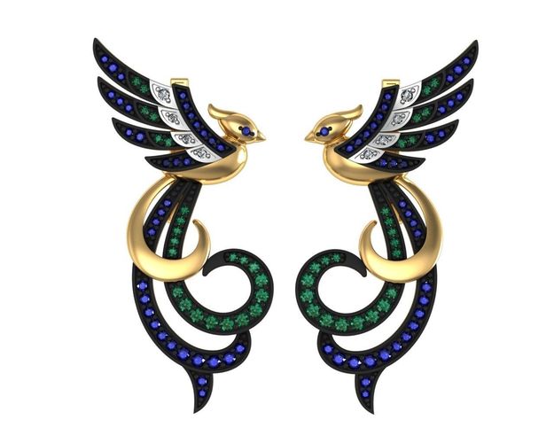 Earrings birds of paradise 3D print model
