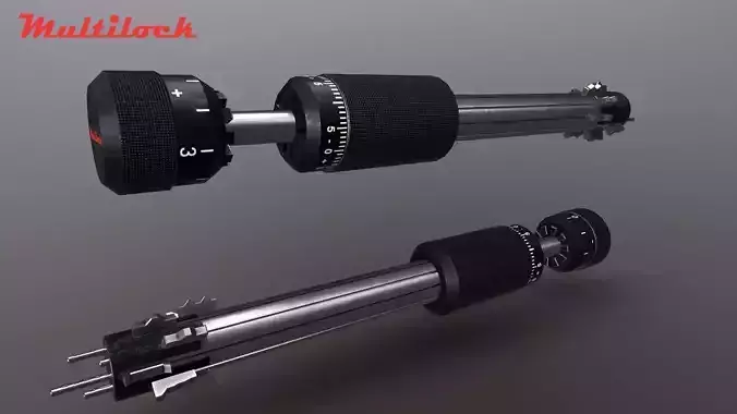Multilock Key with Keyframeanimation Low-poly 3D model