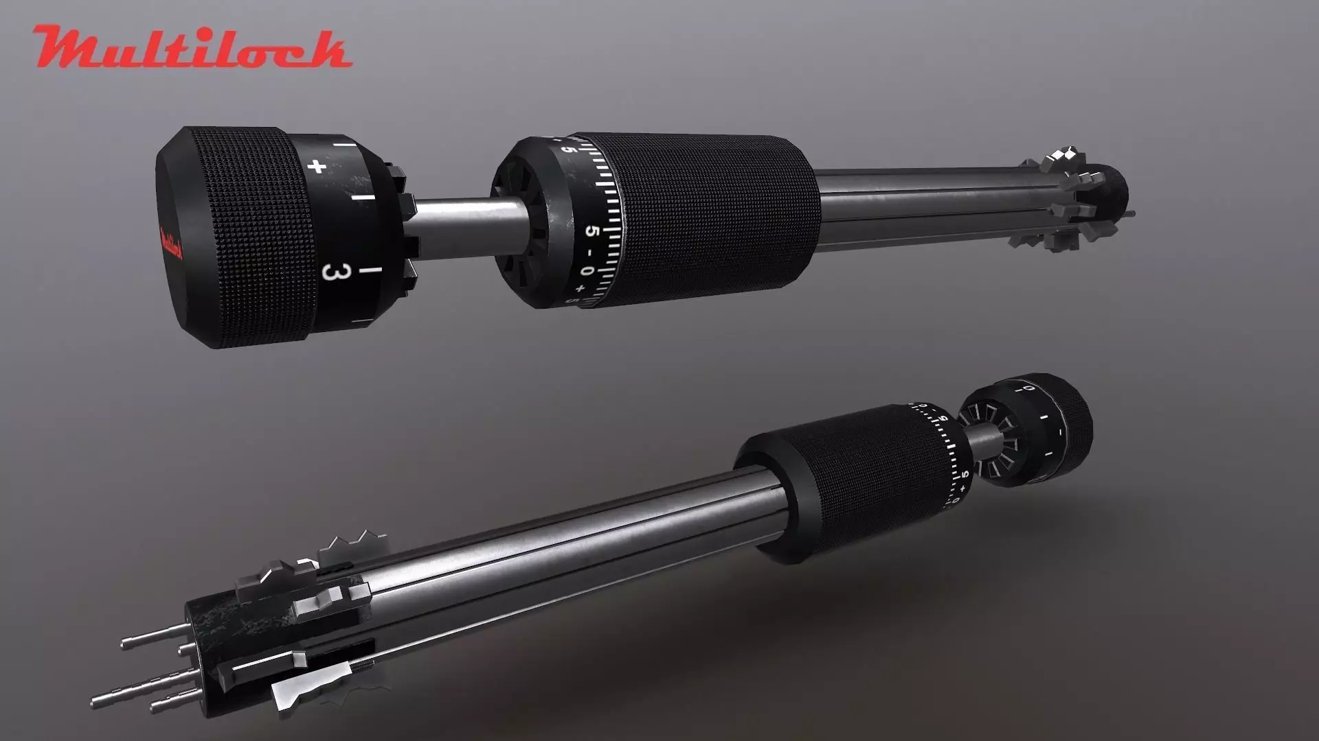 Multilock Key with Keyframeanimation Low-poly 3D model_0