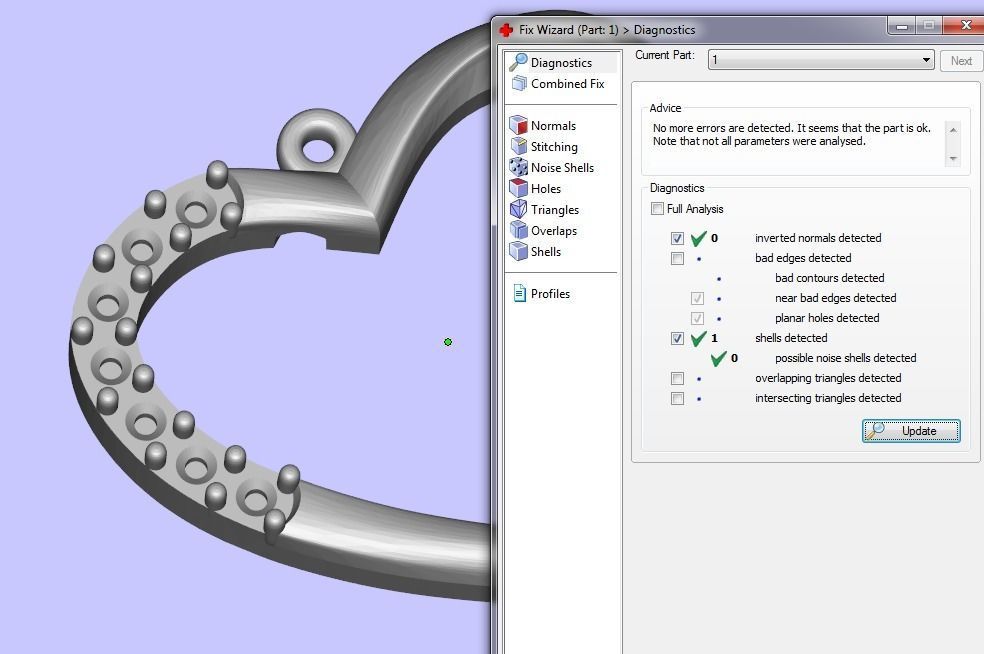 pendant 3D print model gold heart with diamonds 3D print model_3