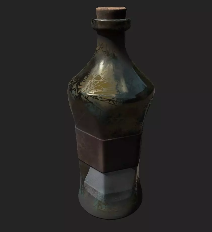 bottle with substance on the bottom PBR low poly Low-poly 3D model_0