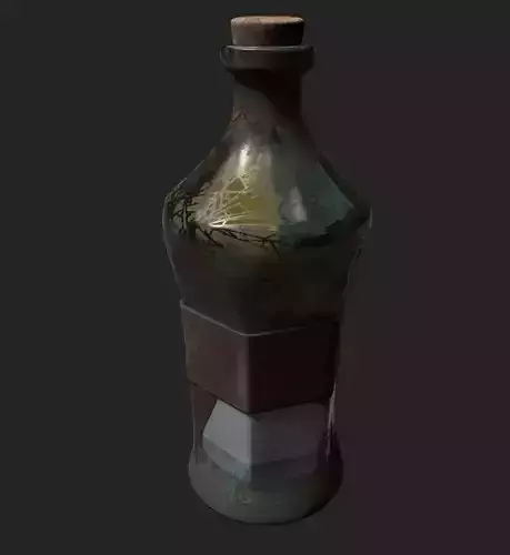 bottle with substance on the bottom PBR low poly
