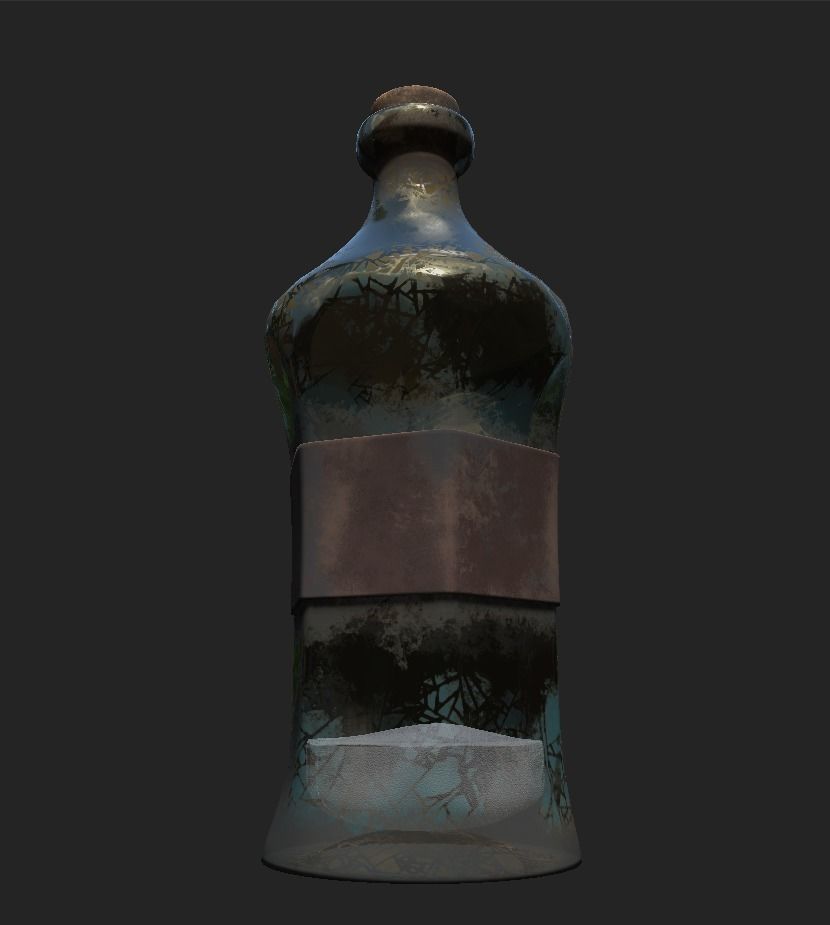 bottle with substance on the bottom PBR low poly Low-poly 3D model_2