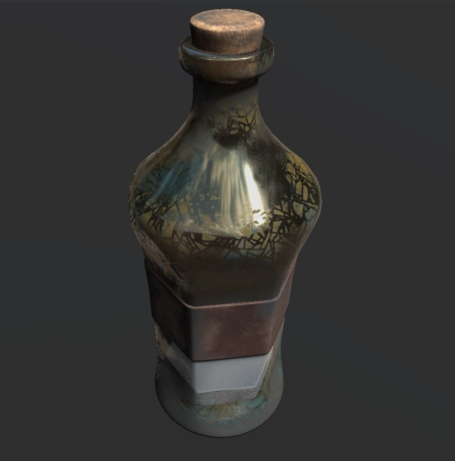 bottle with substance on the bottom PBR low poly Low-poly 3D model_1