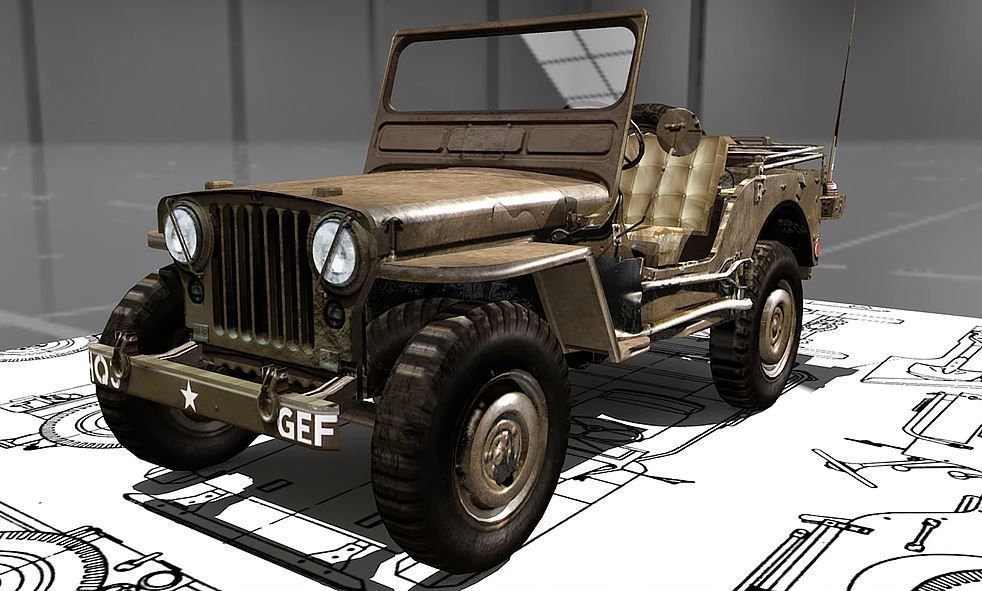 Jeep Willy M-38 Low-poly 3D model_6
