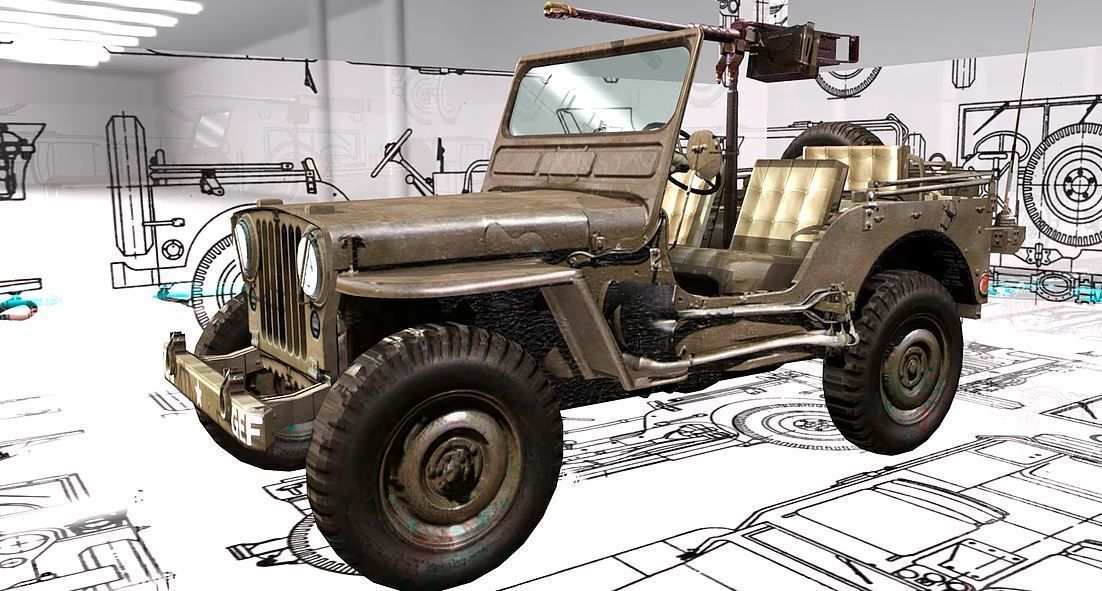 Jeep Willy M-38 Low-poly 3D model_5