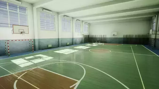 School Gym Low-poly 3D model