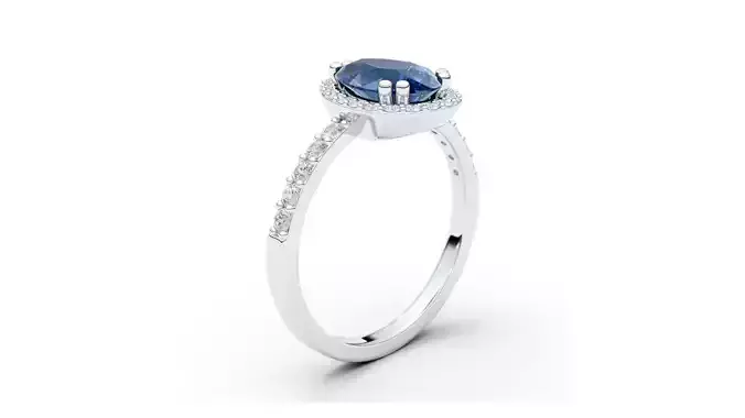 Halo Pear Sapphire Ring
