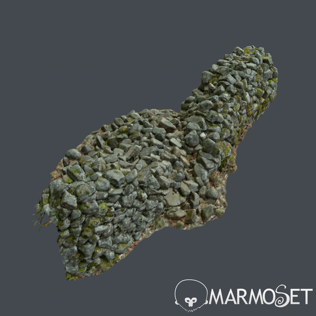 Stone wall bundle B 3D model_8