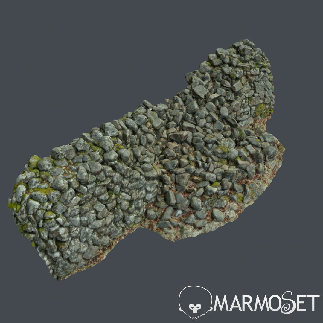 Stone wall bundle B 3D model_11