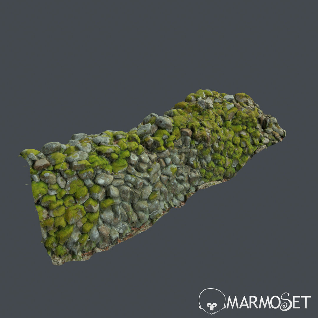 Stone wall bundle B 3D model_15