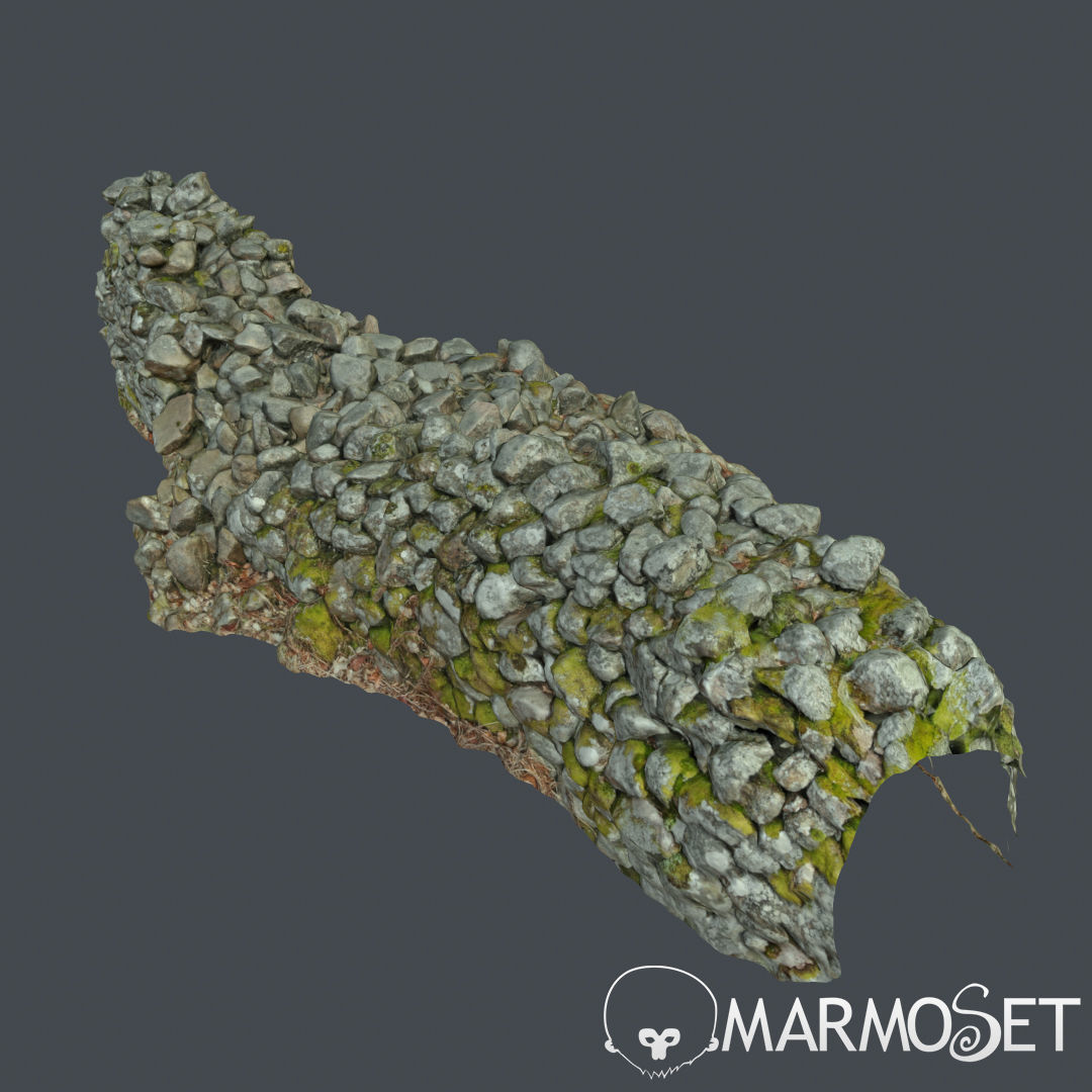 Stone wall bundle B 3D model_9