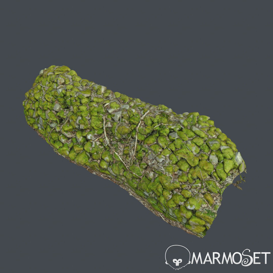 Stone wall bundle B 3D model_4