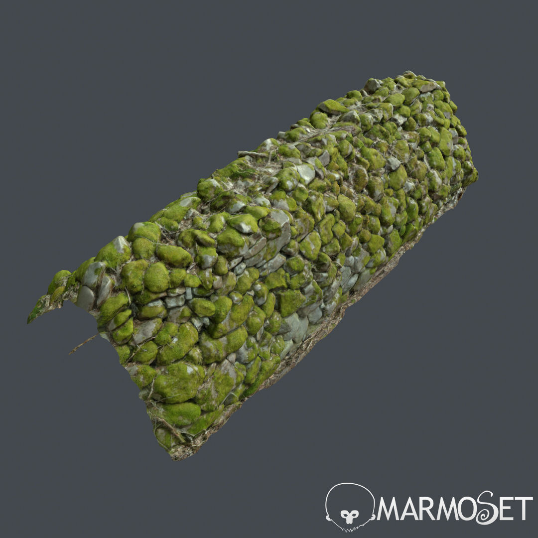 Stone wall bundle B 3D model_23