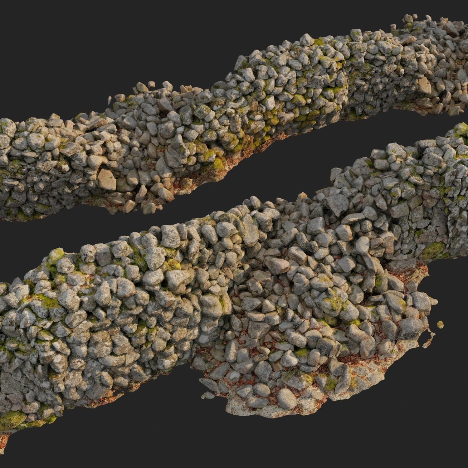 Stone wall bundle B 3D model_12