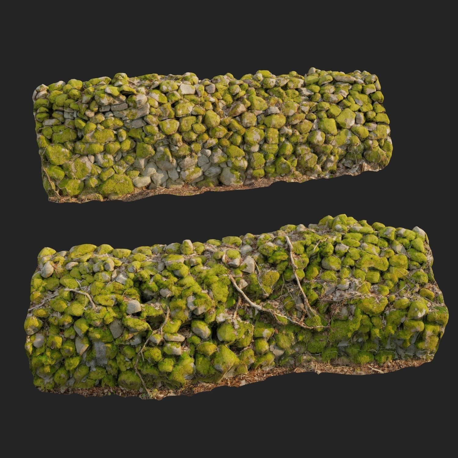 Stone wall bundle B 3D model_5