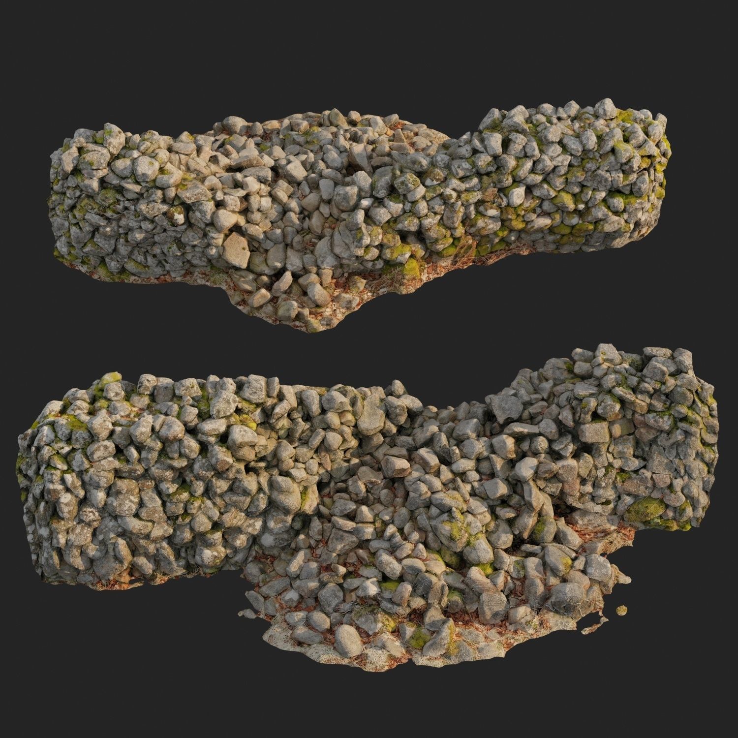 Stone wall bundle B 3D model_14