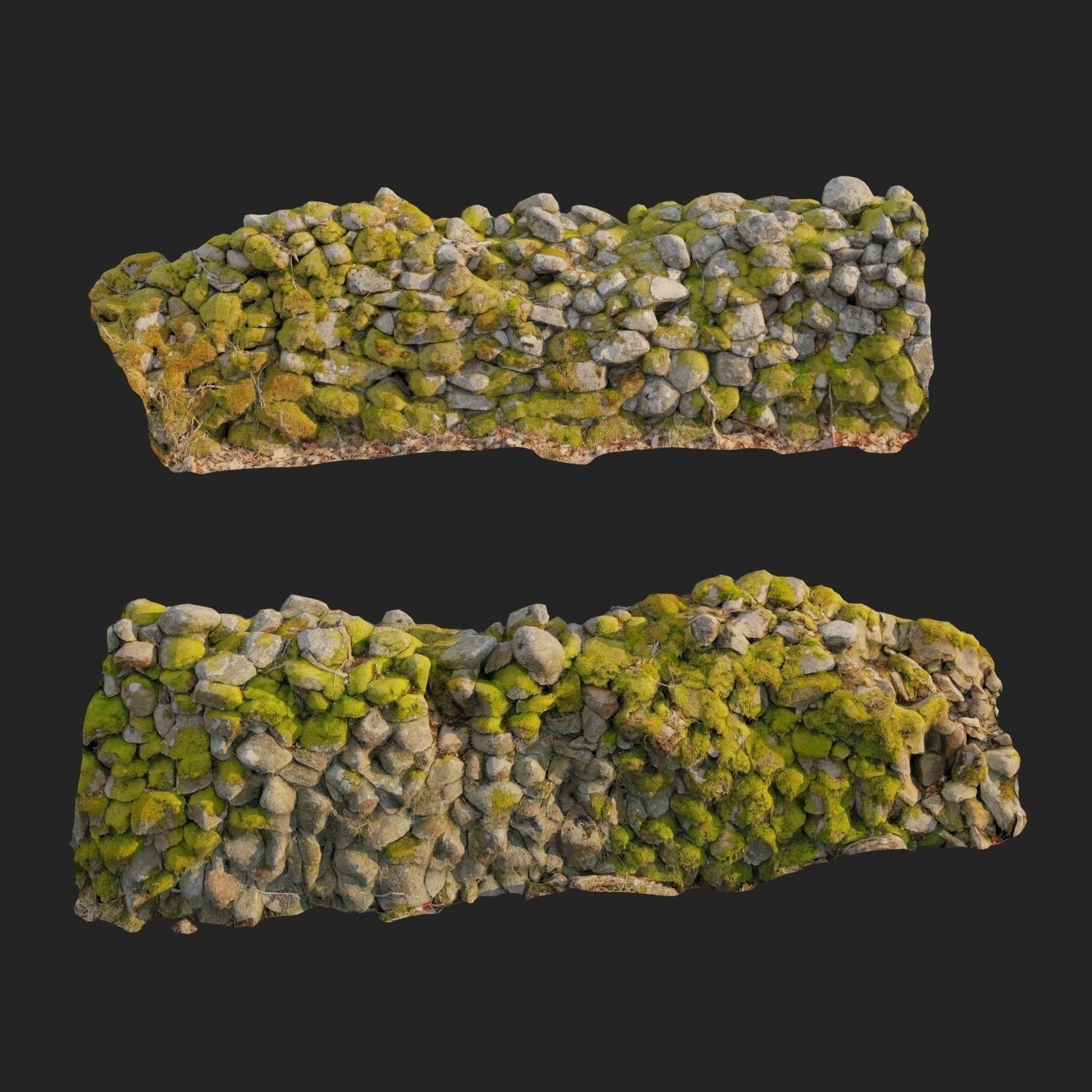 Stone wall bundle B 3D model_19