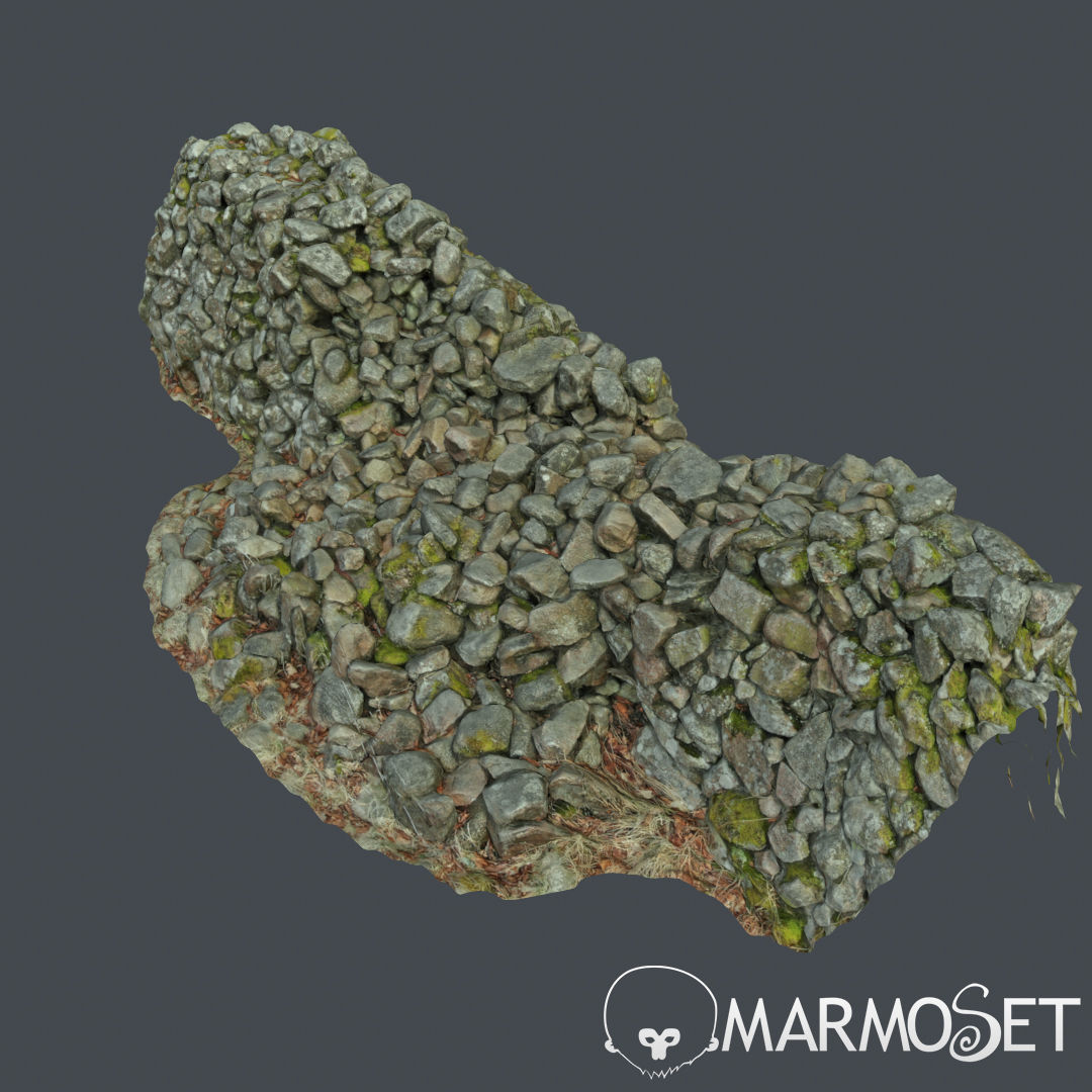 Stone wall bundle B 3D model_10