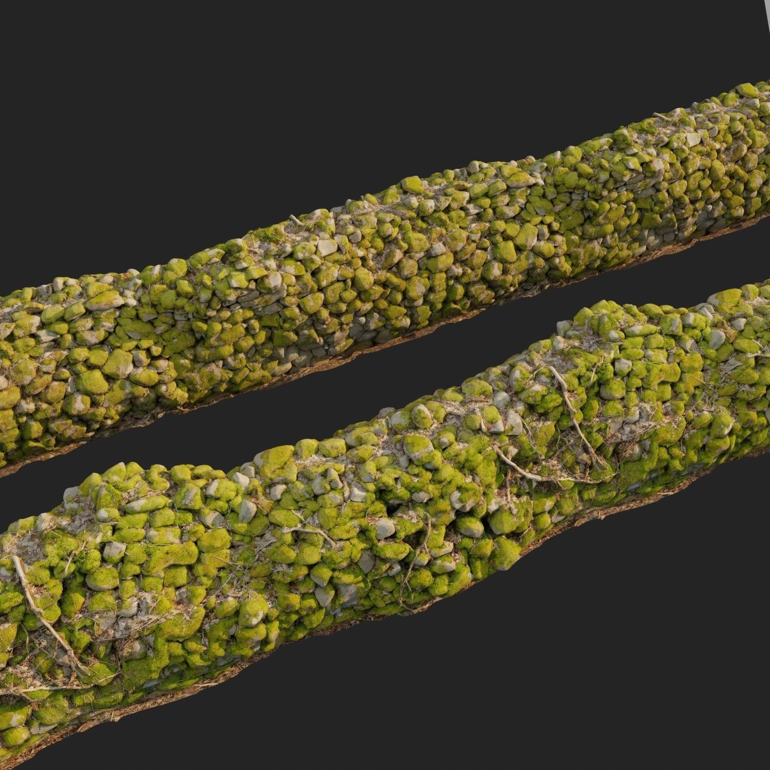 Stone wall bundle B 3D model_7