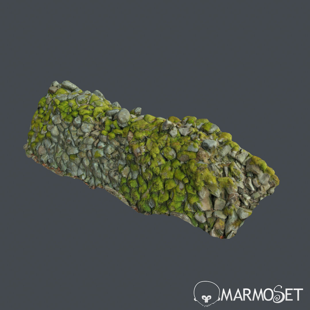 Stone wall bundle B 3D model_16