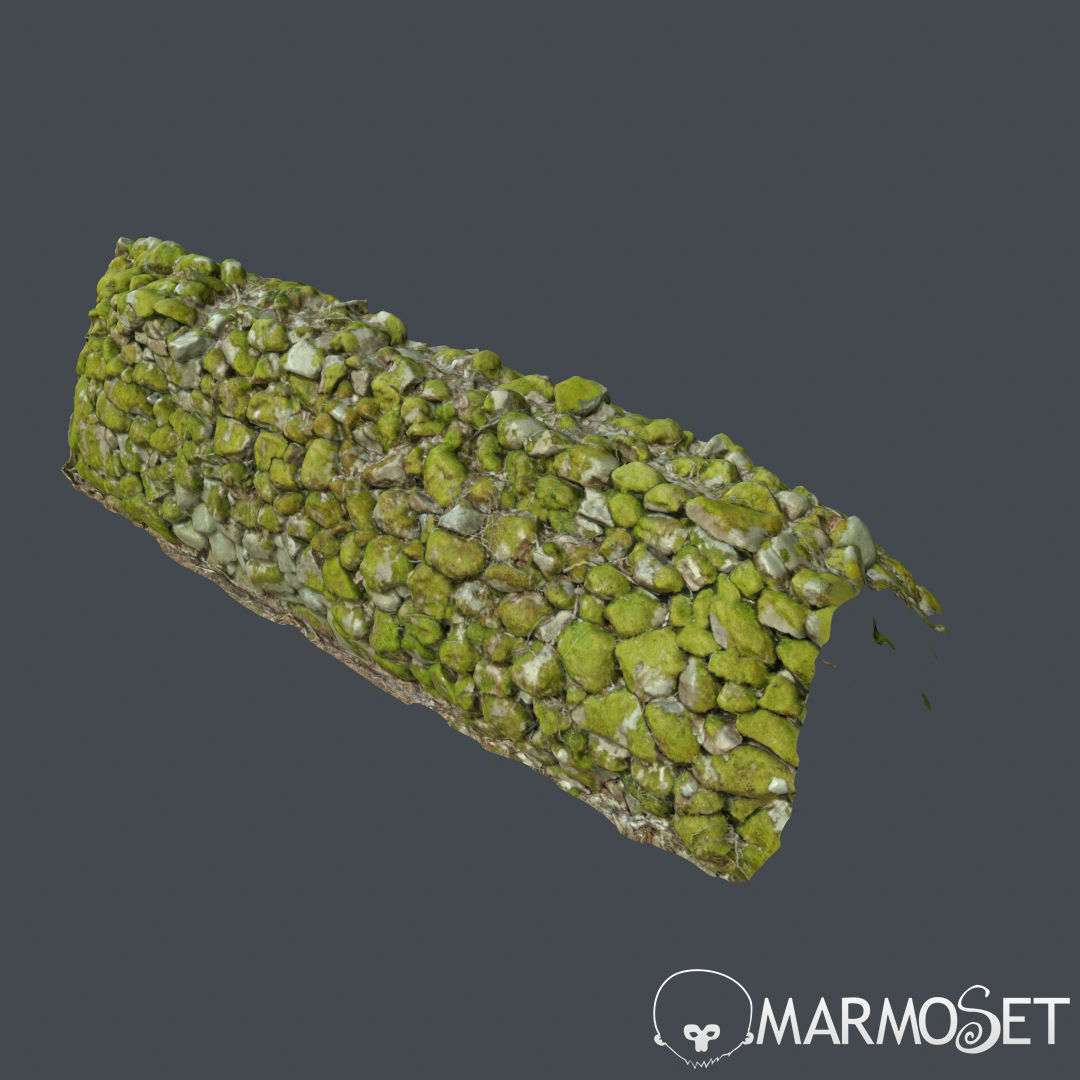 Stone wall bundle B 3D model_22