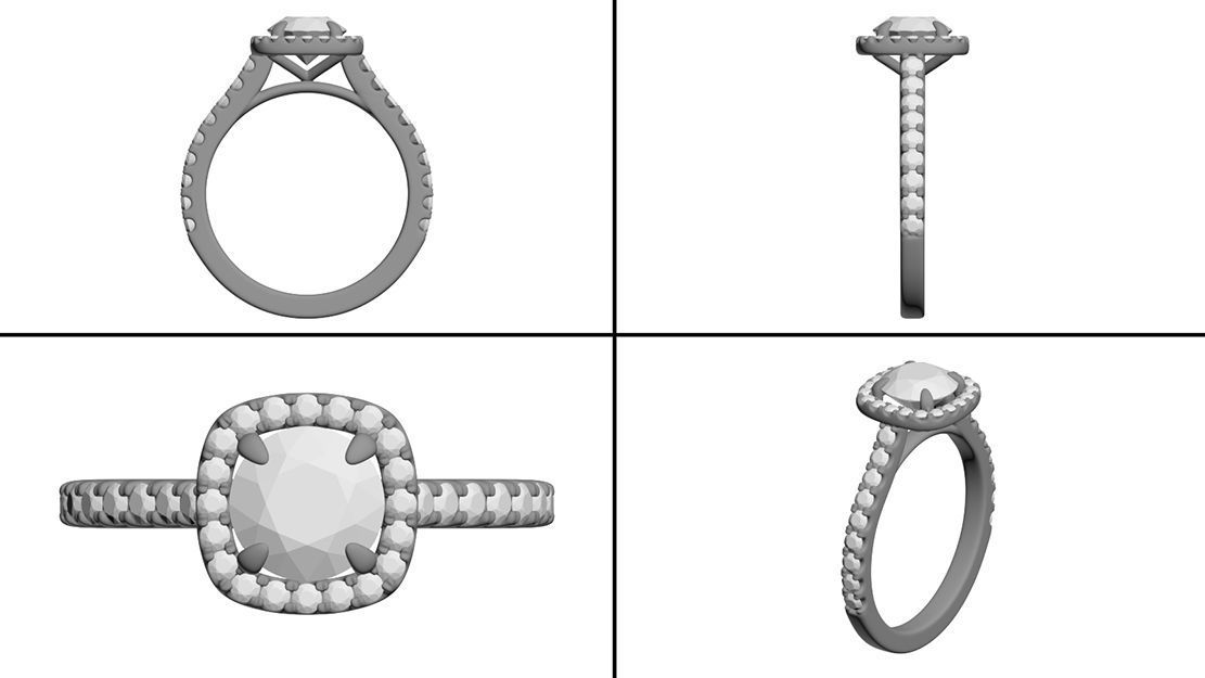 Classical Halo Ring 3D print model_4