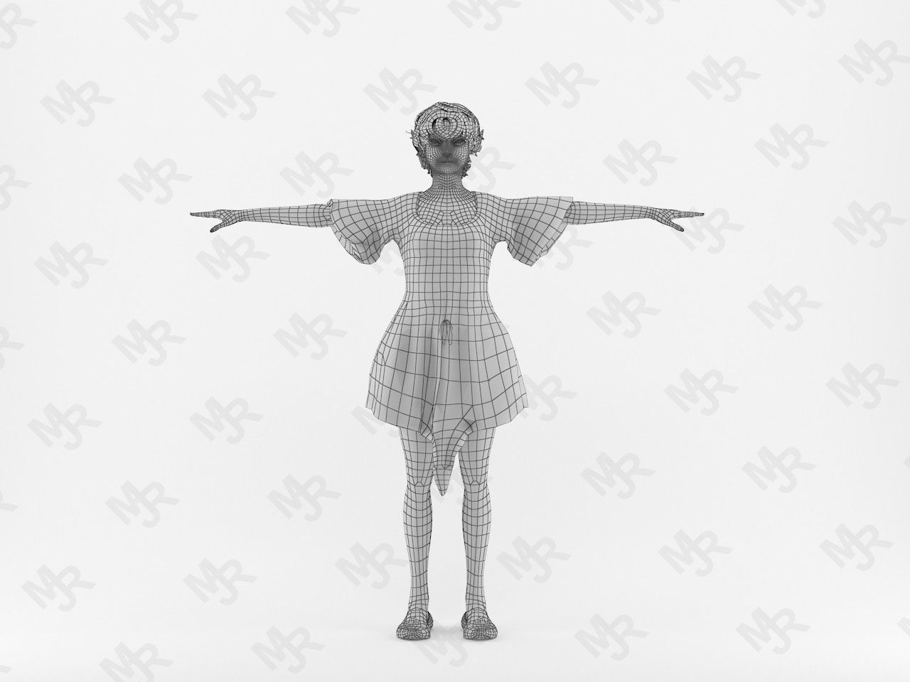 Elf Woman Low-poly 3D model_14