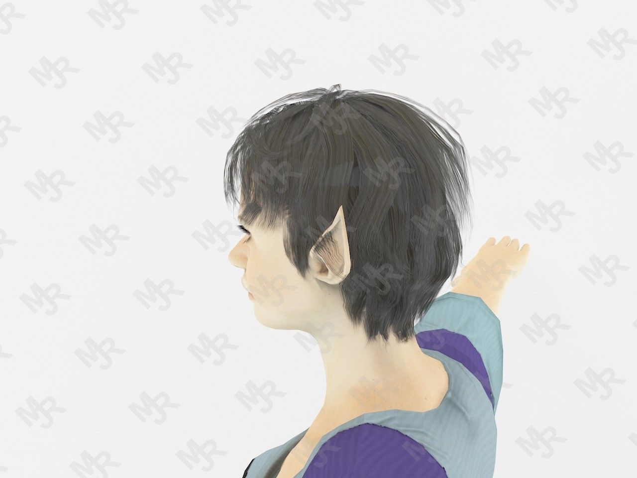 Elf Woman Low-poly 3D model_9