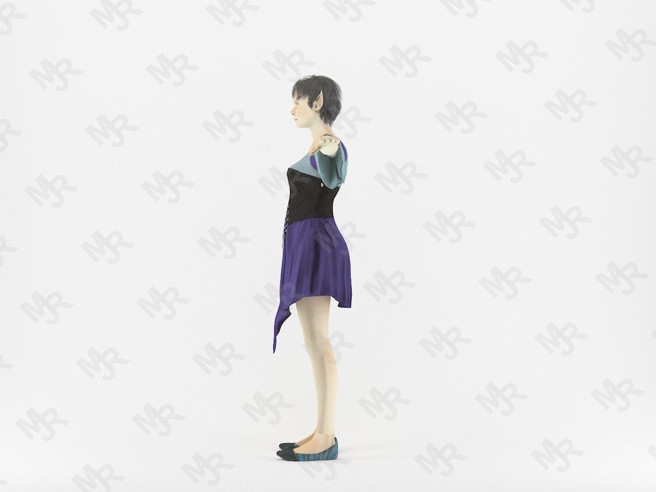 Elf Woman Low-poly 3D model_6