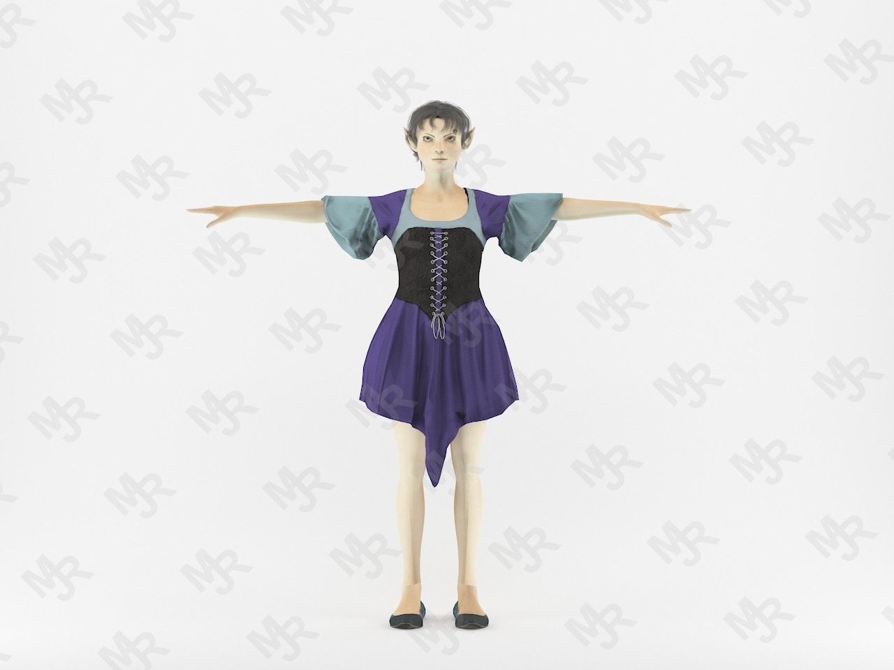 Elf Woman Low-poly 3D model_4