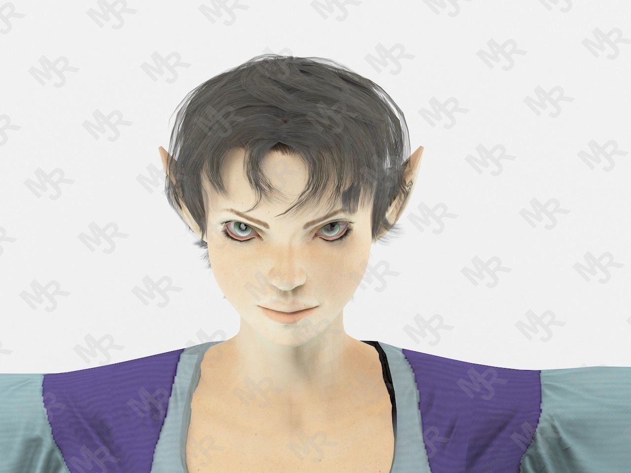 Elf Woman Low-poly 3D model_2