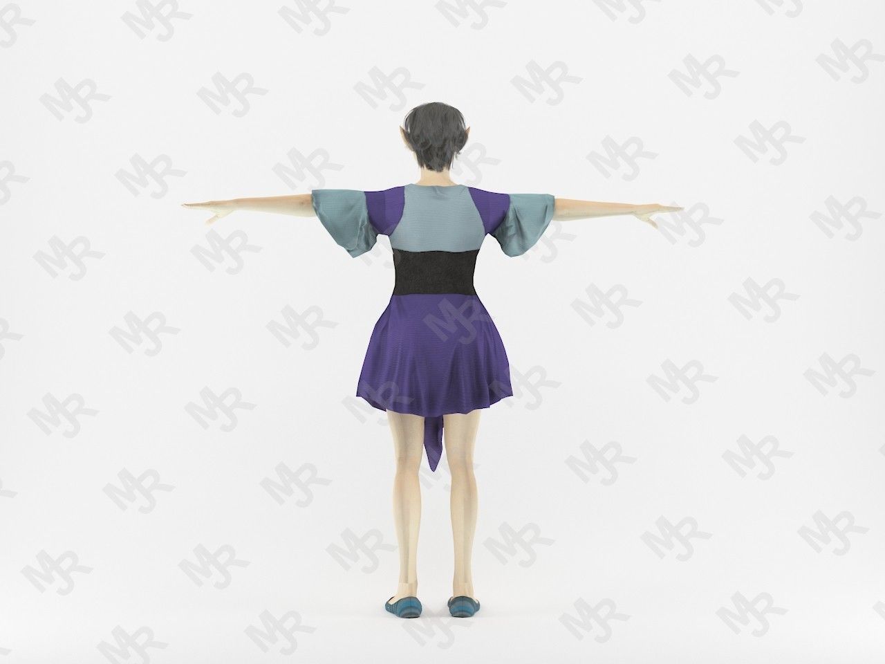 Elf Woman Low-poly 3D model_5