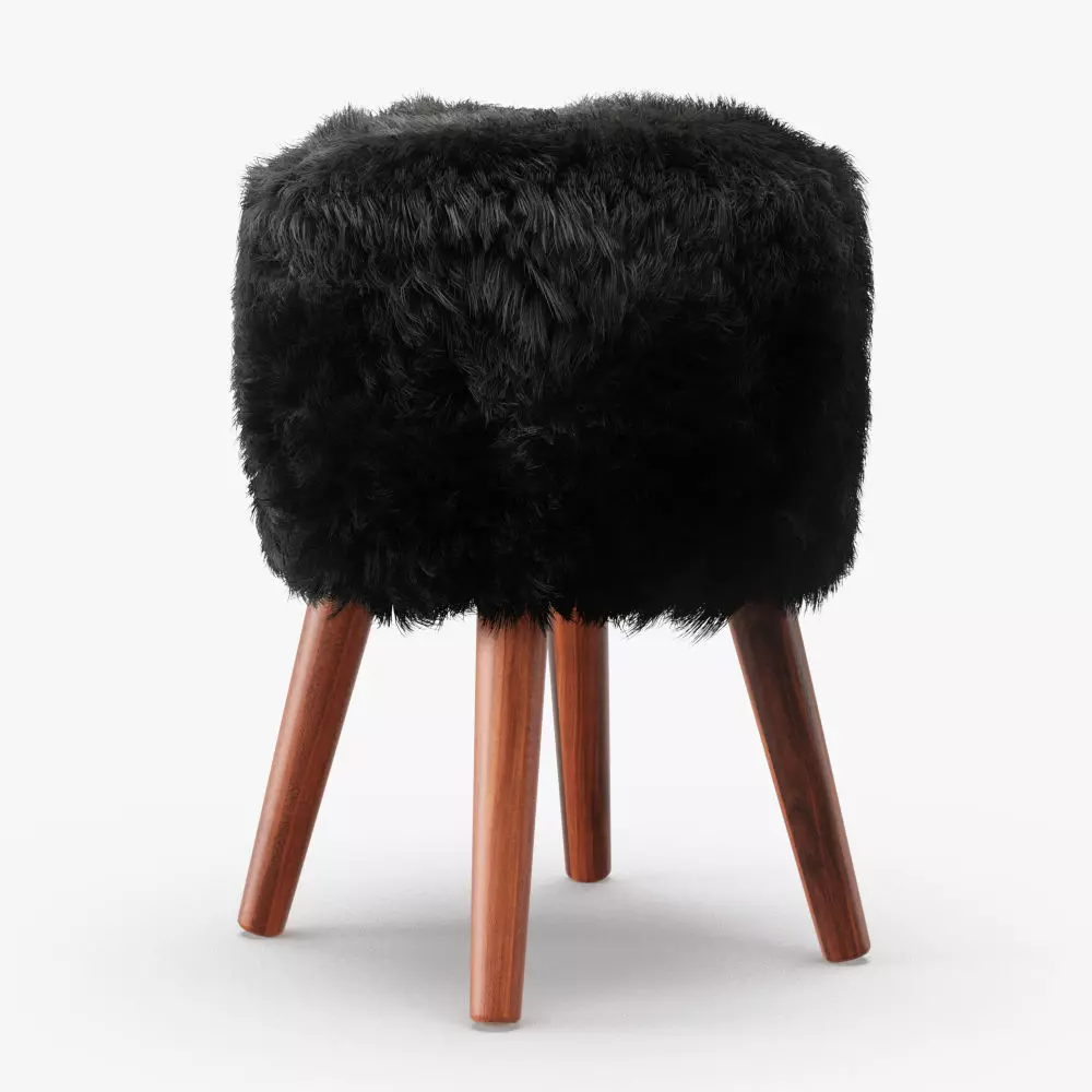 Royal Dream Sheepskin Stool  3D model_0