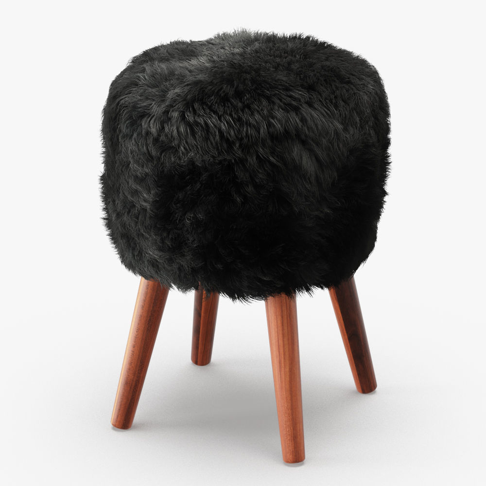 Royal Dream Sheepskin Stool  3D model_1