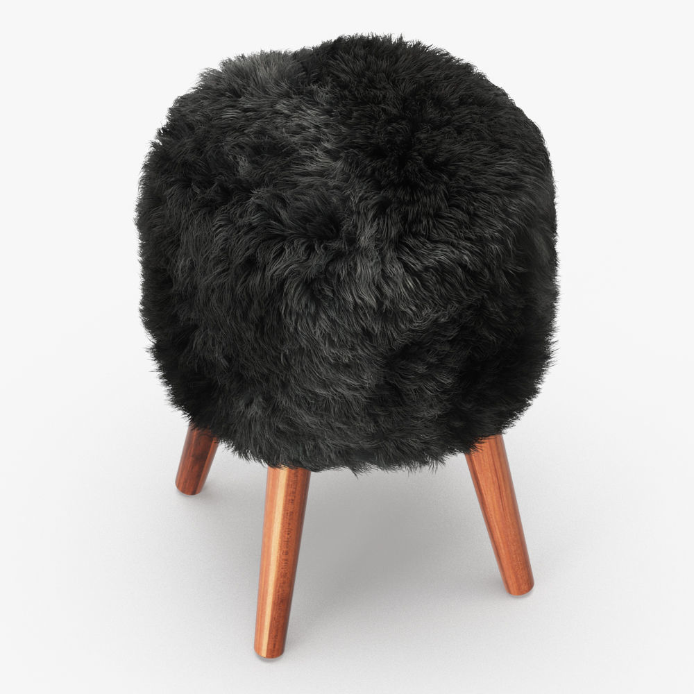 Royal Dream Sheepskin Stool  3D model_2