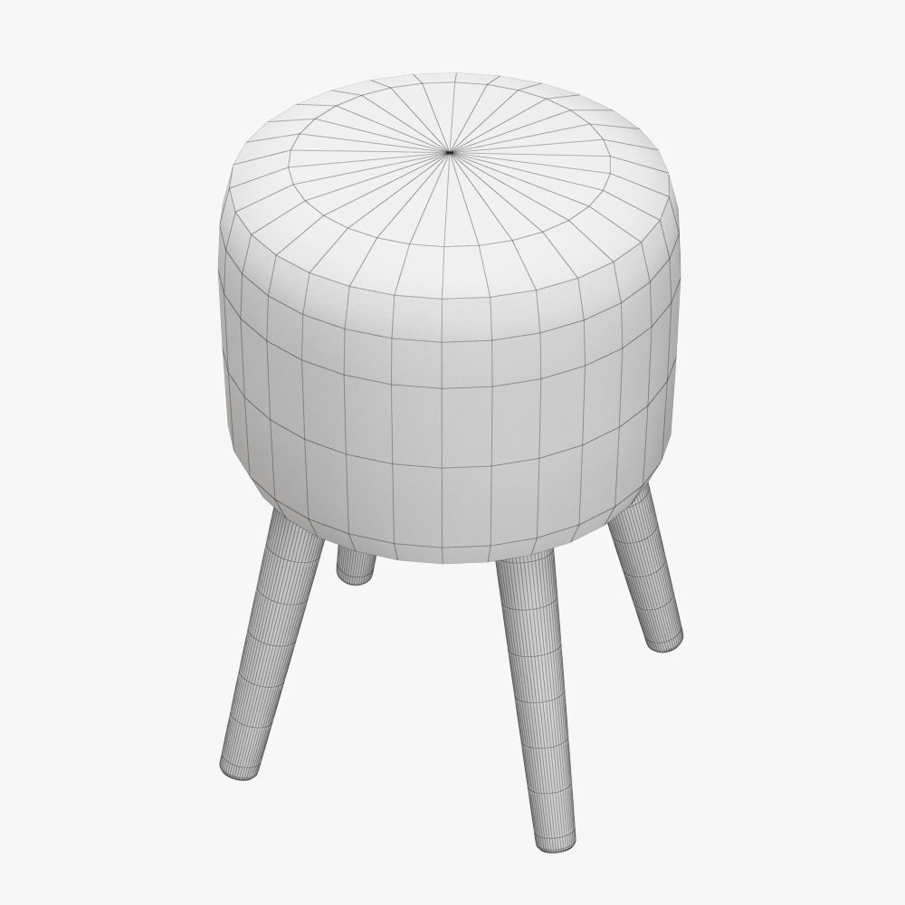 Royal Dream Sheepskin Stool  3D model_4