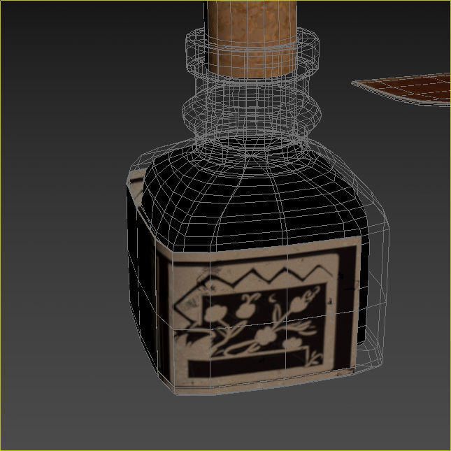 Dipping Ink Pen with Diary Low-poly 3D model_7