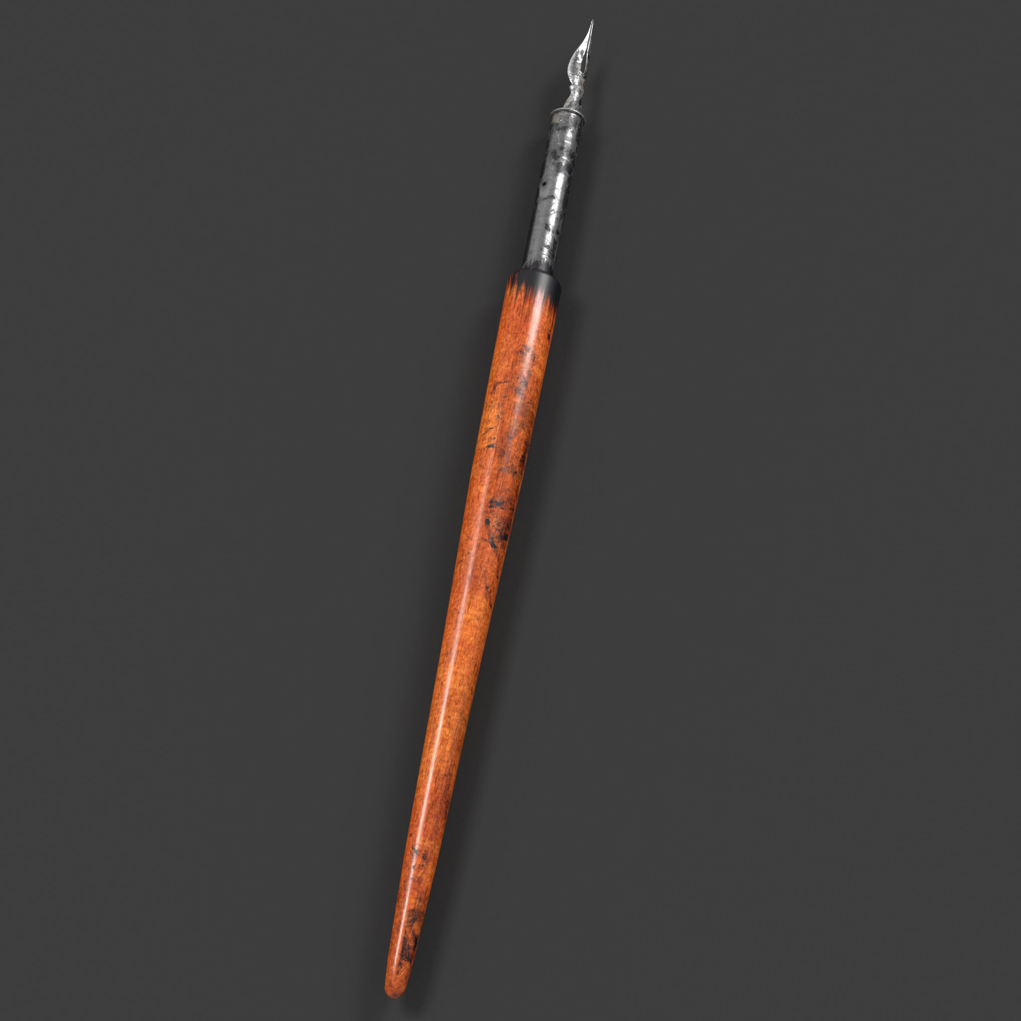 Dipping Ink Pen with Diary Low-poly 3D model_4