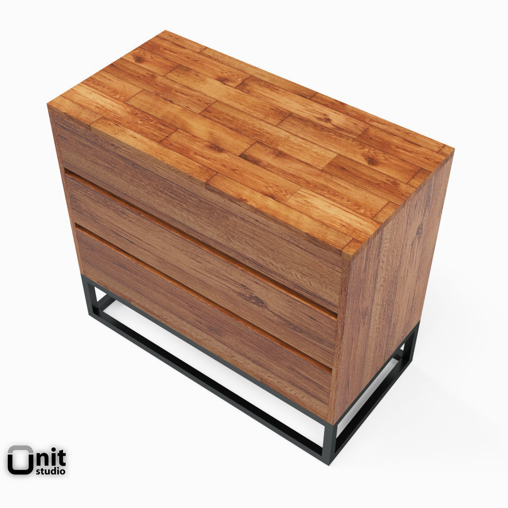 Logan Industrial 3-drawer Dresser by West Elm 3D model_2
