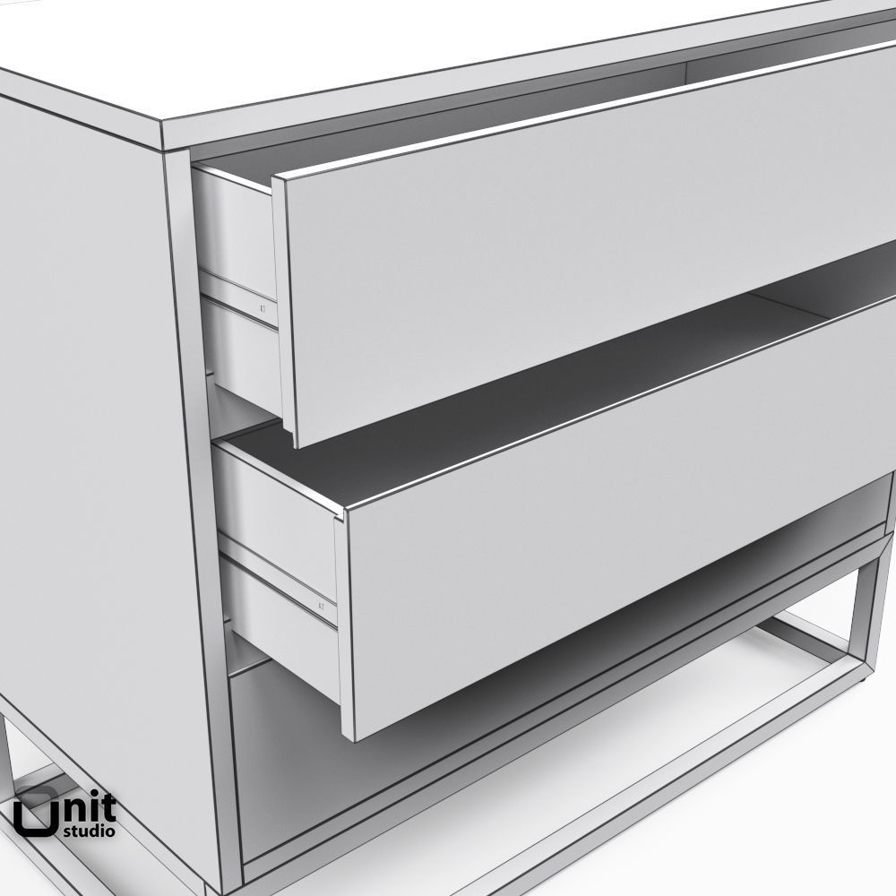Logan Industrial 3-drawer Dresser by West Elm 3D model_6