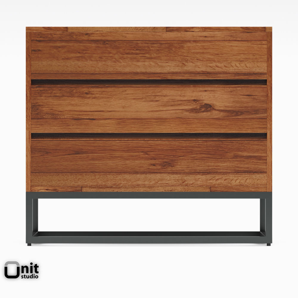 Logan Industrial 3-drawer Dresser by West Elm 3D model_4