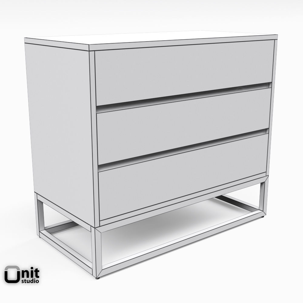 Logan Industrial 3-drawer Dresser by West Elm 3D model_5