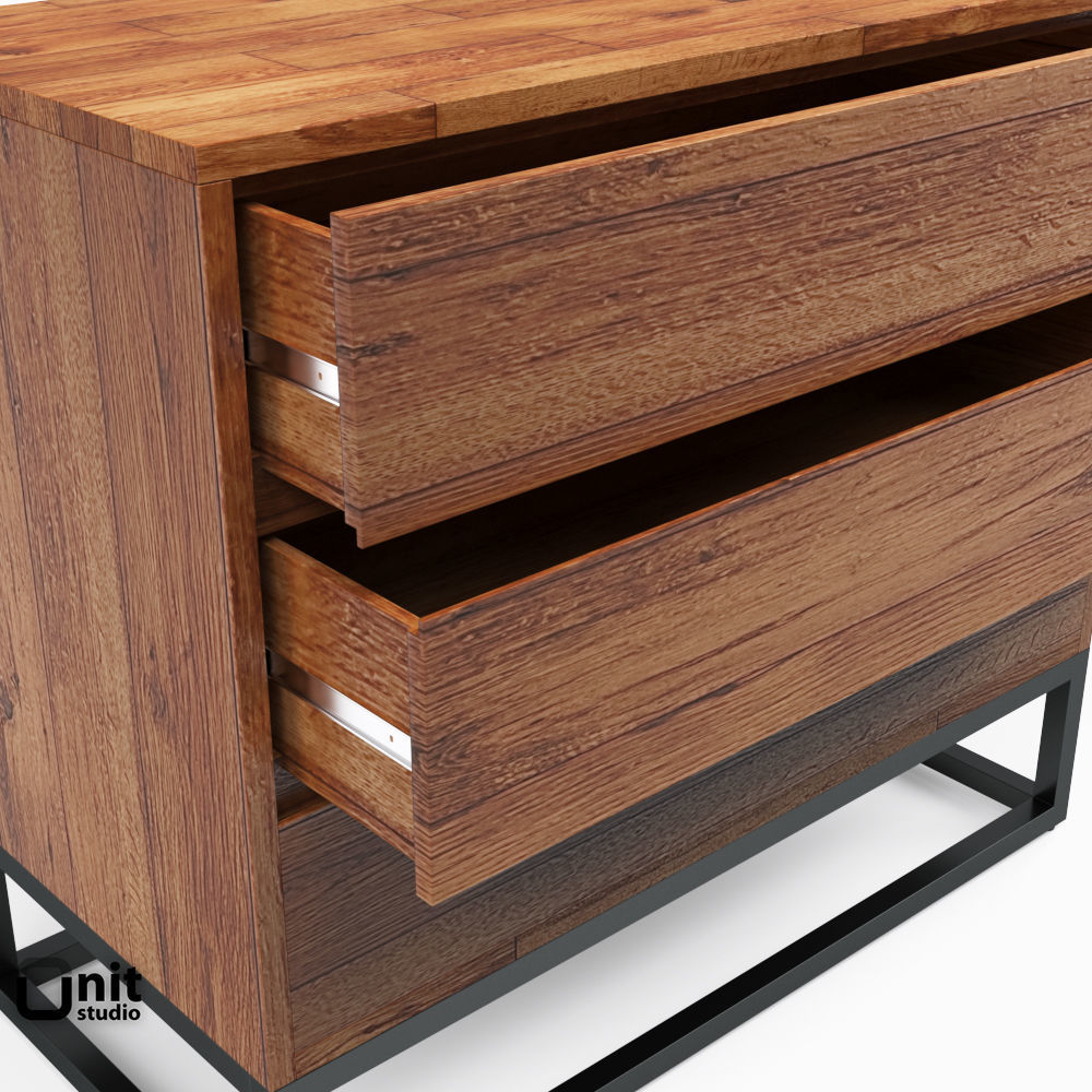 Logan Industrial 3-drawer Dresser by West Elm 3D model_3