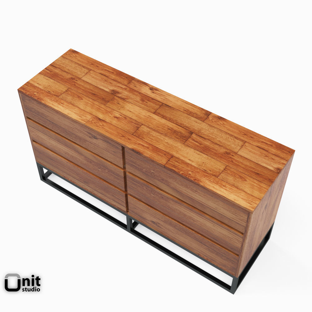 Logan Industrial 6-drawer Dresser by West Elm 3D model_2