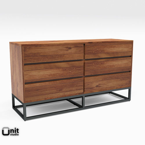 Logan Industrial 6-drawer Dresser by West Elm 3D model