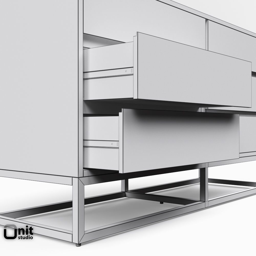 Logan Industrial 6-drawer Dresser by West Elm 3D model_6