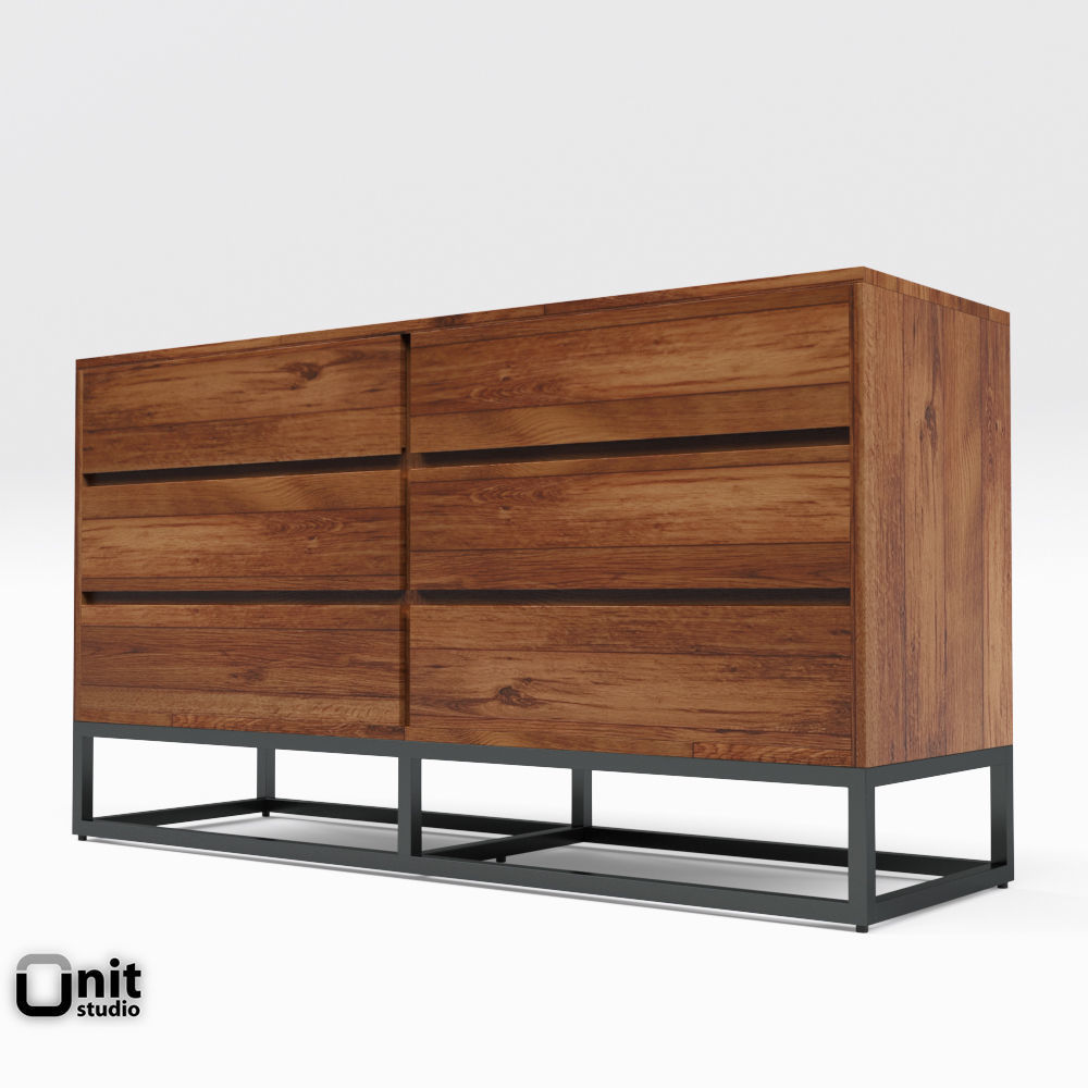 Logan Industrial 6-drawer Dresser by West Elm 3D model_1