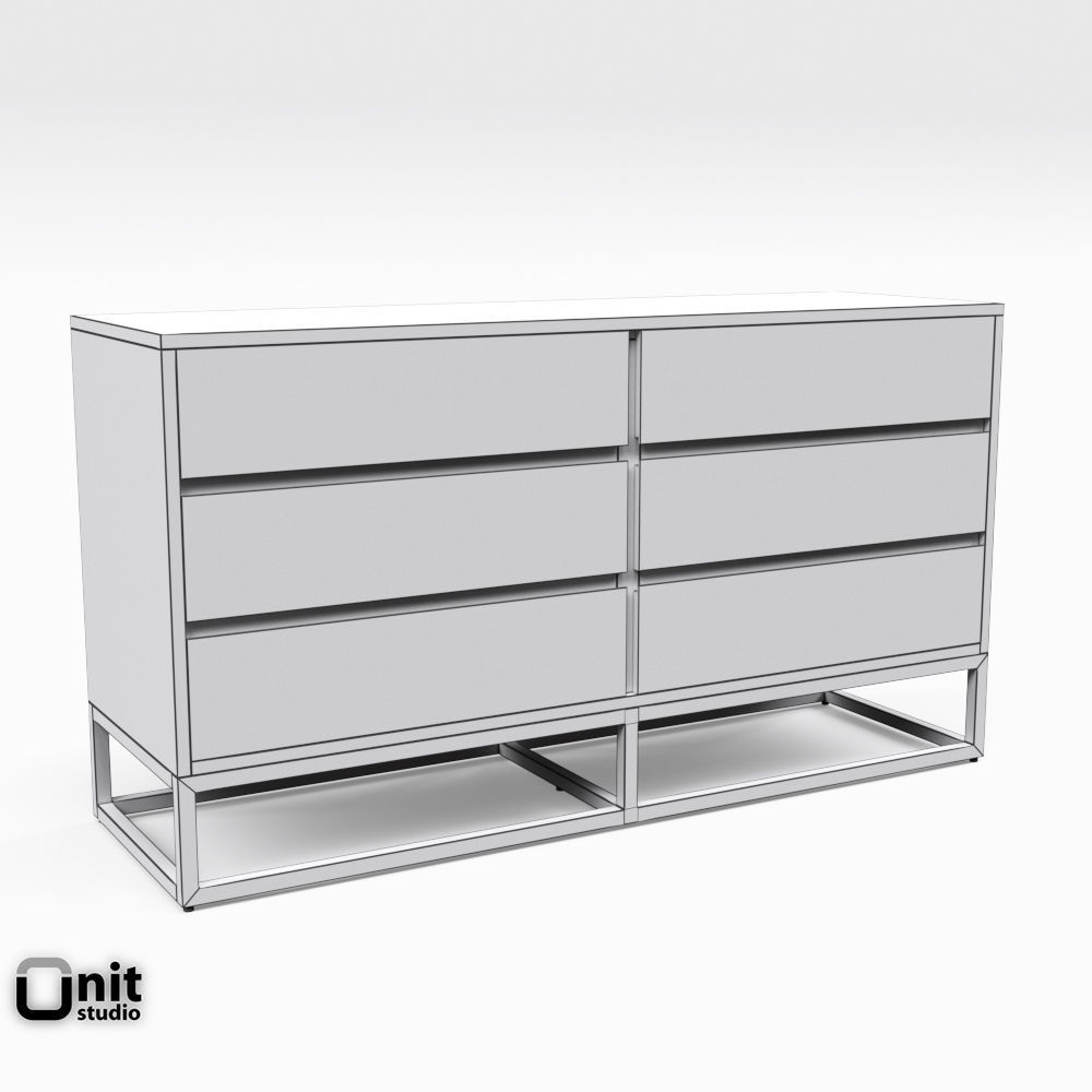 Logan Industrial 6-drawer Dresser by West Elm 3D model_5